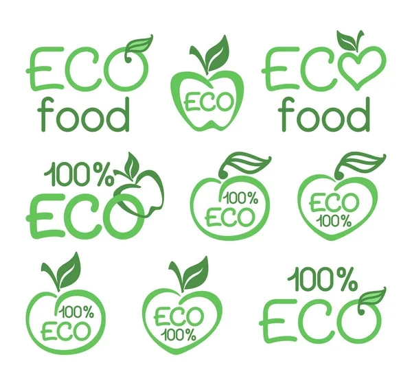 아이콘 로고의 벡터는 농산물 포장을 요소를 디자인 합니다 Eco 유기적 — 스톡 벡터