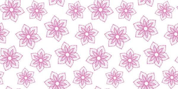 Flores Aire Rosa Abstractas Con Seis Pétalos Con Textura Punto — Vector de stock
