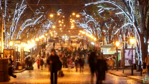 Paris França Dezembro 2018 Belas Luzes Natal Iluminadas Numa Famosa — Vídeo de Stock