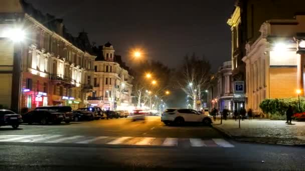 Odessa Ucrânia Novembro 2019 Voltas Tempo Trilhas Luz Carro Longa — Vídeo de Stock