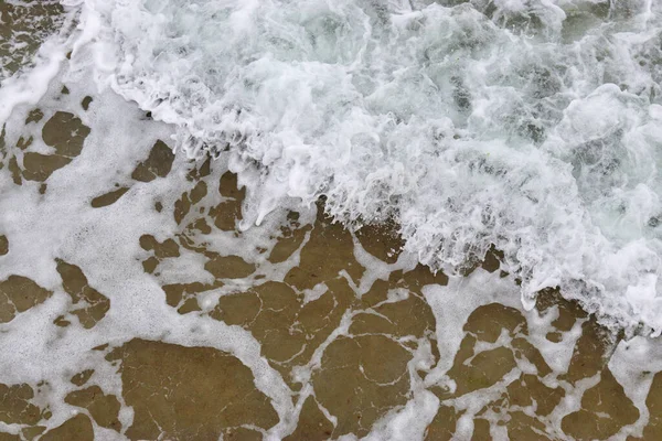 Plaj Dokusu Altın Kum Deniz Köpüğü Deseni Sahilde Fotokopi Alanı — Stok fotoğraf