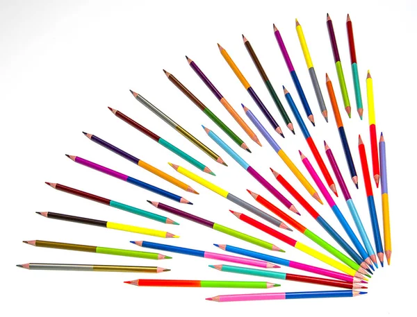 Colored pencils on white background — Stock Photo, Image