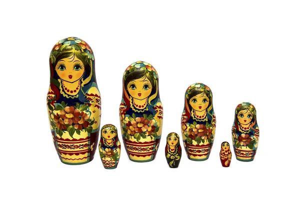 Matrioshka or babushkas dolls on a white background — Stock Photo, Image