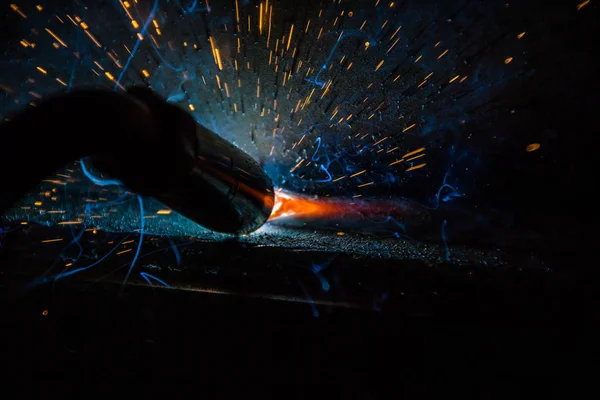 Industrial steel welder in factory technical, — Stock Photo, Image