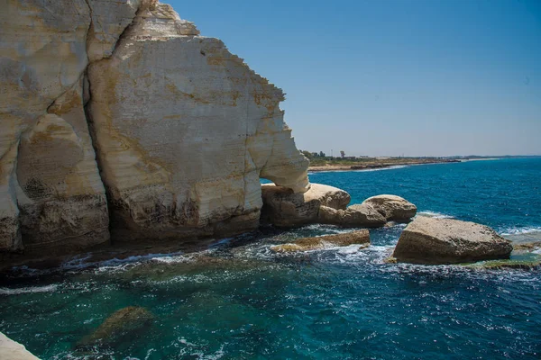 Rosh Hanikra Cliff vicino alla frontiera israelo-libanese — Foto Stock