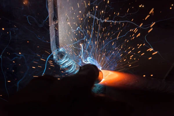 Industrial steel welder in factory technical, — Stock Photo, Image