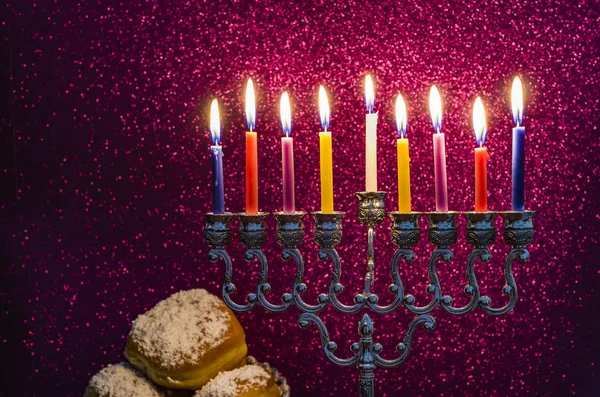 A Hanuka zsidó ünnep, a menóra képe — Stock Fotó