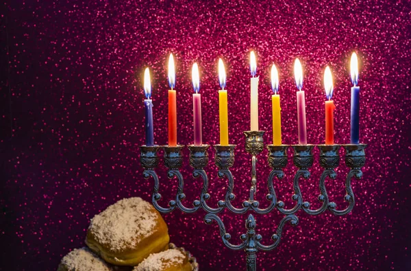 Imagem do feriado judaico Hanukkah com um menorah — Fotografia de Stock