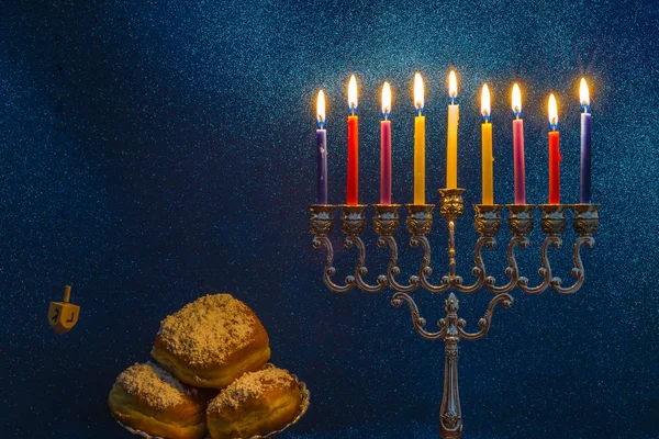 A Hanuka zsidó ünnep, a menóra képe — Stock Fotó