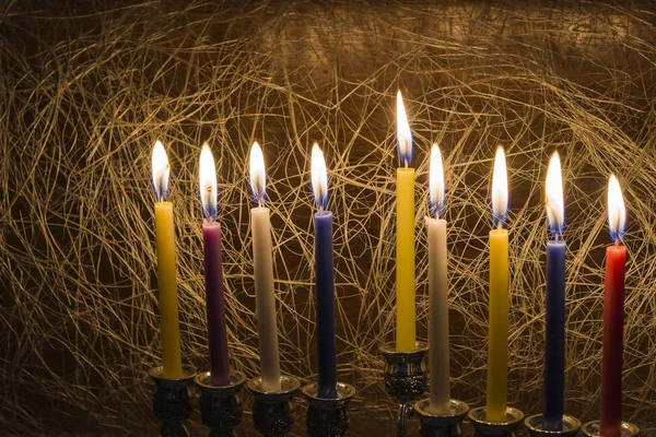 Image of the Hanukkah Jewish holiday with a menorah — Stock Photo, Image