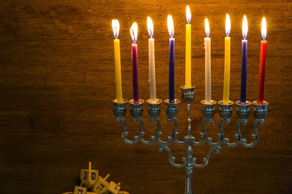 Image of the Hanukkah Jewish holiday with a menorah — Stock Photo, Image