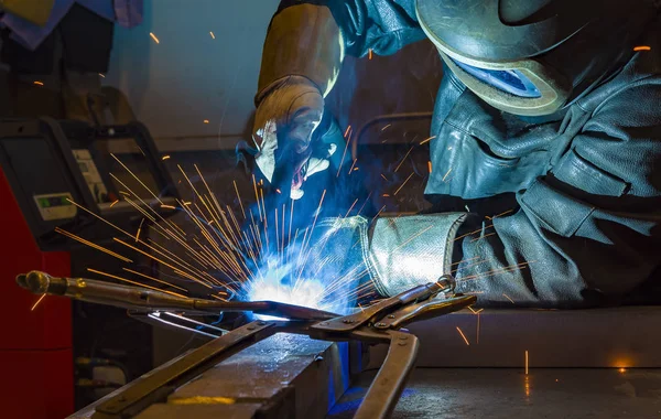 Industrial steel welder in factory technical, — Stock Photo, Image