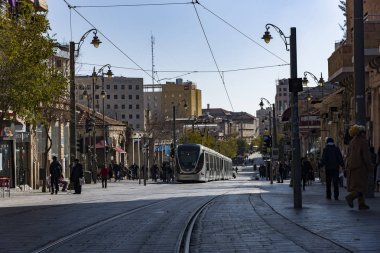 Kudüs Jaffa Ocak 2020 tramvay hattı. şehir ulaşımı
