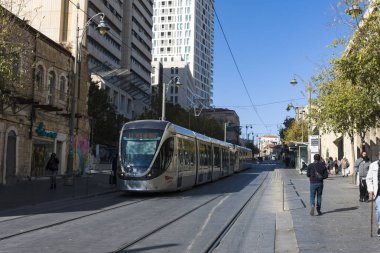 Kudüs Jaffa Ocak 2020 tramvay hattı. şehir ulaşımı