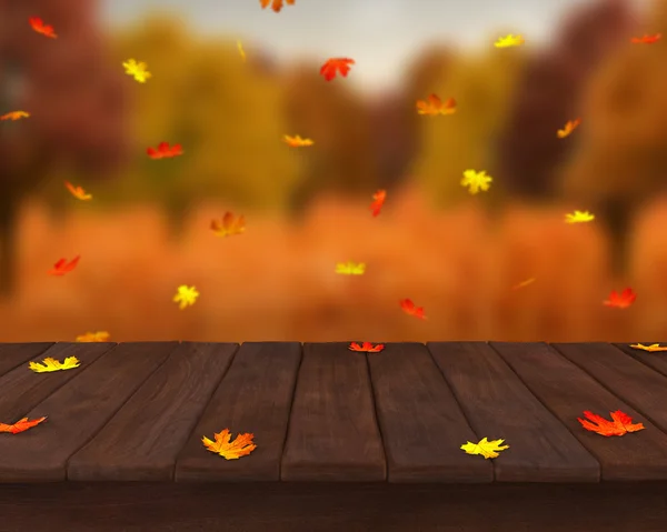 Mesa de madeira outono — Stockfoto