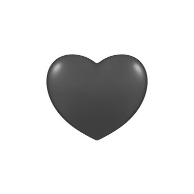 kalp sevgisi siyah 3d illüstrasyon