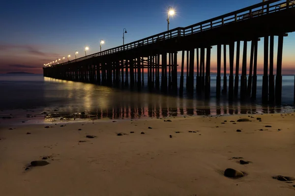 Quai Ventura Coucher Soleil Ventura Californie Rochers Sable Premier Plan — Photo