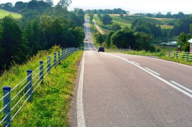 alanlar, ormanlar, yukarıdan, yol, uzak, yükselmek, inmek