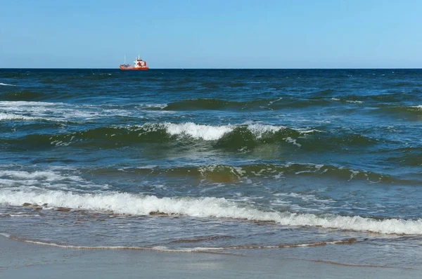 Navio, pesca, mar, ondas, pesca, peixe, mineração, à direita, cruzador — Fotografia de Stock