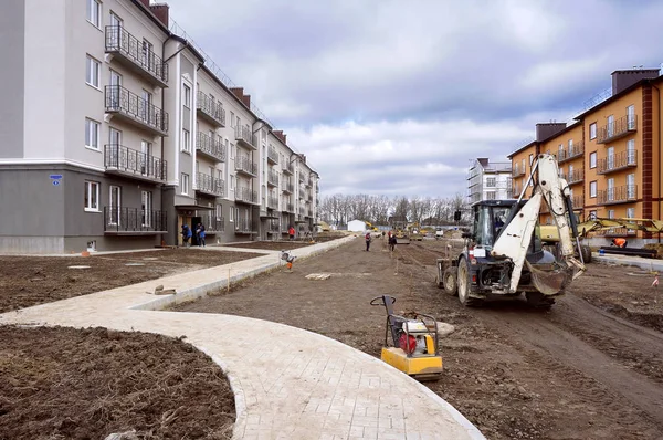 Будівництво нового району, будівництво нової четвірки — стокове фото