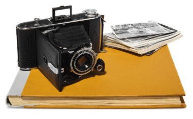 Antika, siyah, cep kamera, eski fotoğraf albümleri, retro siyah beyaz fotoğraflar.