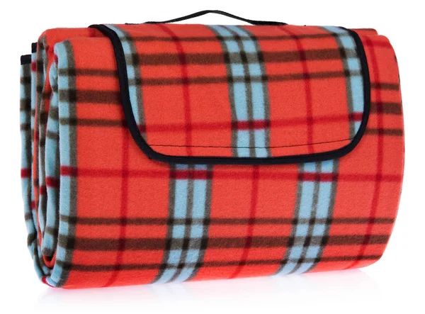 Складывается путешествия, пикник одеяло решетки с красным, синим, черным . — стоковое фото