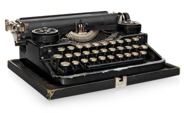 Lehçe alfabe ke ile eski antika vintage taşınabilir daktilo