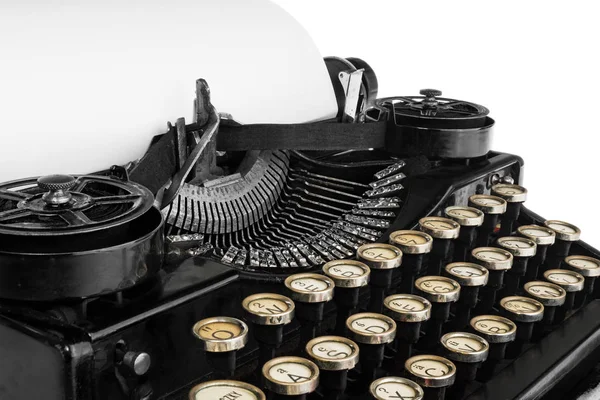 Old antique vintage portable typewriter, close-up of the mechani — Stock Photo, Image