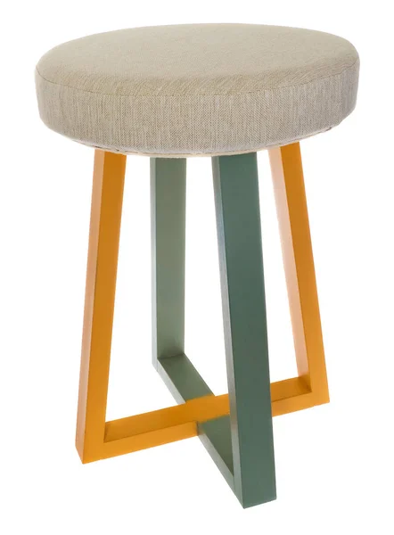 Taburete hecho a mano. Silla en verde, amarillo, amarillo claro . — Foto de Stock