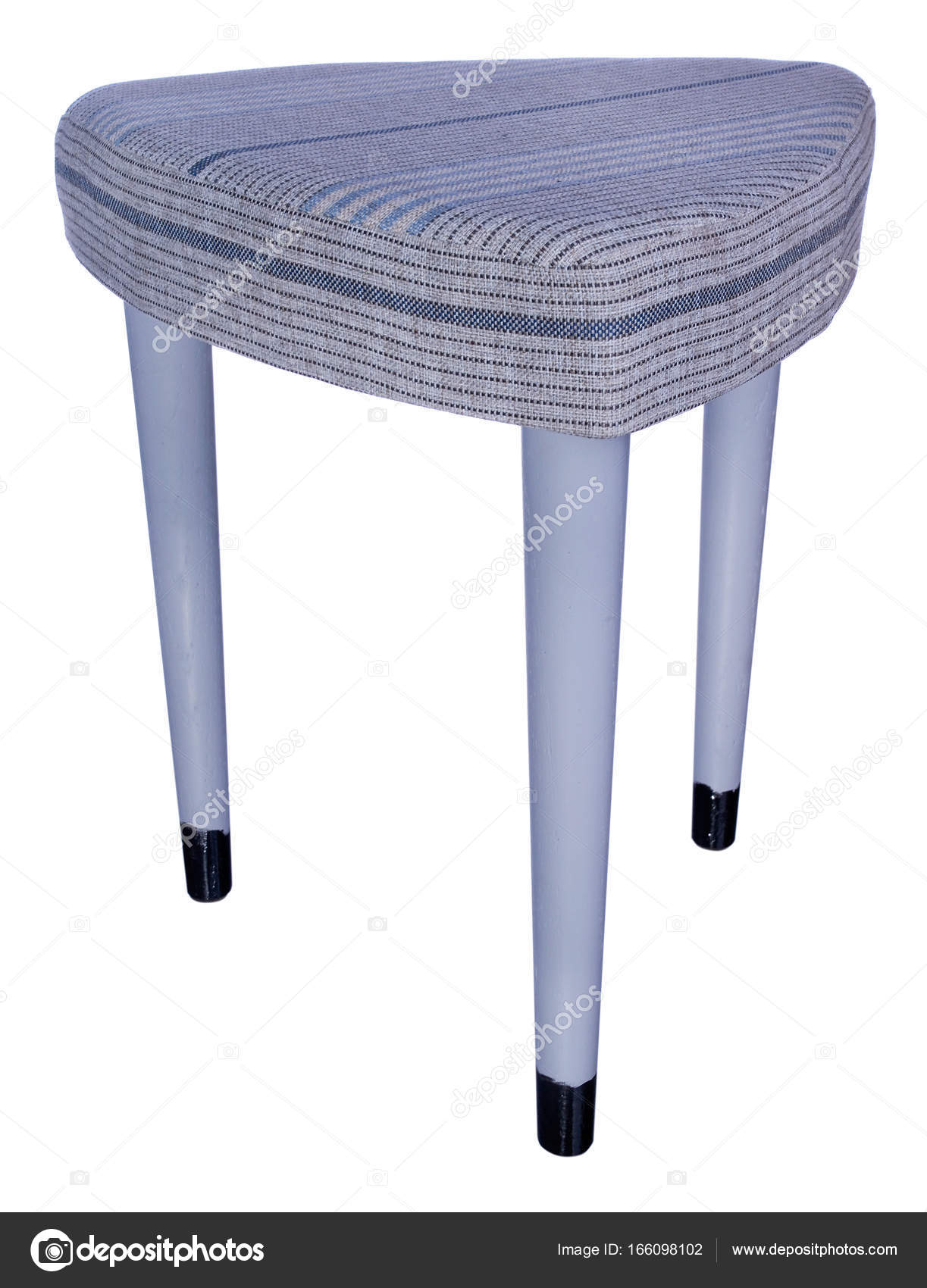 Handmade Stool Gray And Black Triangular Seat In Gray