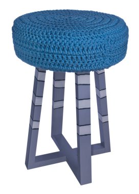 El yapımı dışkı gri, beyaz, siyah desenler. B ile yuvarlak koltuk