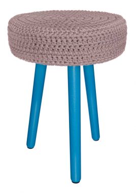 El yapımı dışkı Turkuaz rengi. Krem, yün, ipek mat yuvarlak koltuk