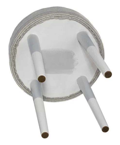 手工制作凳子木制灰色和白色。圆形座位用灰色，白色 — 图库照片