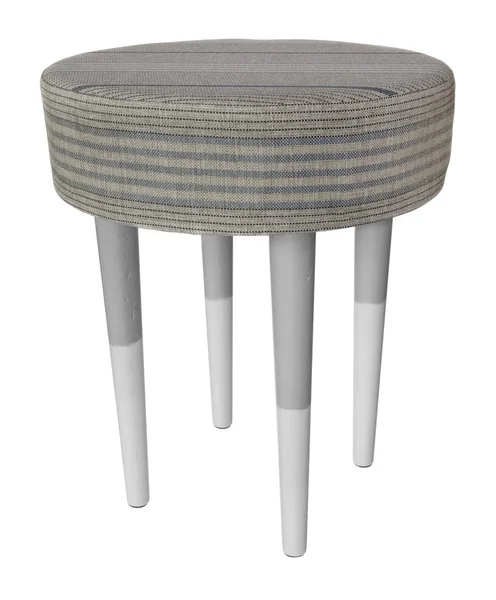 Taburete artesanal de madera gris y blanco. Asiento redondo con gris, blanco — Foto de Stock