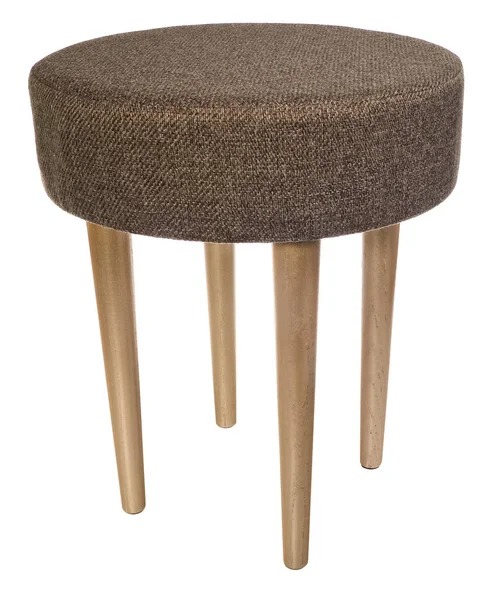 El yapımı dışkı altın. Kahverengi malzeme ile yuvarlak koltuk.