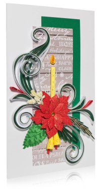 Neşeli Noel selamlar ve poins ile el yapımı Noel kartı