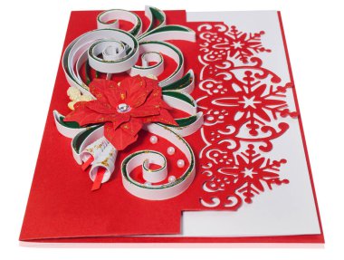 Neşeli Noel selamlar ve poins ile el yapımı Noel kartı