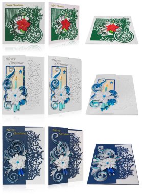 Neşeli Noel selamlar ve poins ile el yapımı Noel kartı