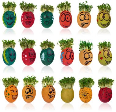 Korkmuş ve karikatürize sürpriz komik handpainted Paskalya yumurtaları