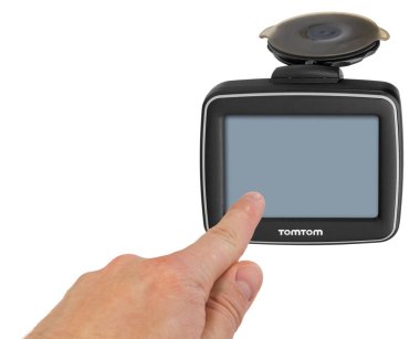 TomTom Gps araç navigasyon saplı. Parmak gösterir 