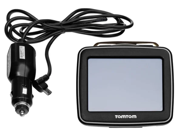 Navegación GPS TomTom con asa. Mapa electrónico negro devi Imagen De Stock