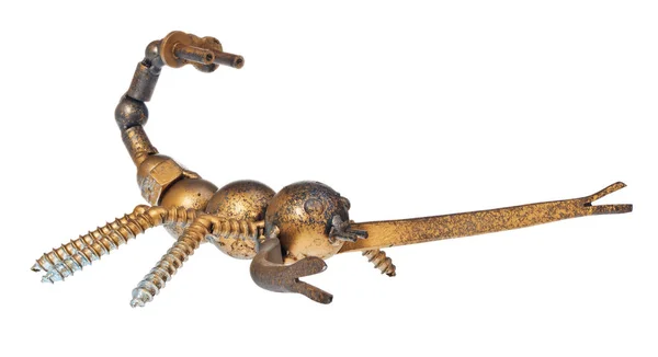 Handgefertigter Skorpion aus Auto- und Motorradteilen, tragendes Element — Stockfoto