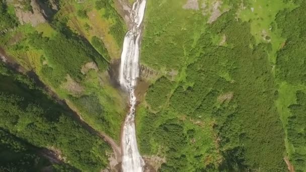 Waterval in de bergen. Berg rivier in het bos — Stockvideo