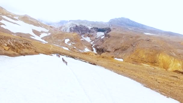 Havadan görünümü. Grup alpinists dağlarda — Stok video