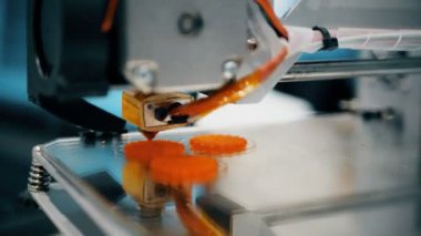 Plastik tel Filament 3d yazıcı ile baskı. Üç boyutlu yazıcı sırasında okul laboratuvar, plastik yazıcı, adet eser bulunmaktadır. Yazıcı iş başında. office project kullanarak modelleri oluşturma.