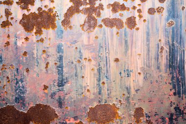 Paslı metal doku çok renkli arka plan ile