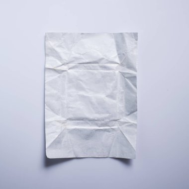 Buruşuk beyaz kağıt, Wrinkled beyaz beyaz arka plan üzerinde izole kağıt
