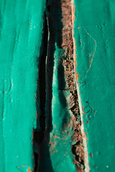 Green Colour Painted Wooden Texture Background Peeling Close Macro Shot — Stock Photo, Image