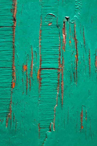 Green Colour Painted Wooden Texture Background Peeling Close Macro Shot — 스톡 사진