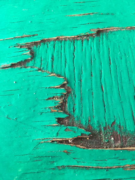 Green Colour Painted Wooden Texture Background Peeling Close Macro Shot — Stock Photo, Image